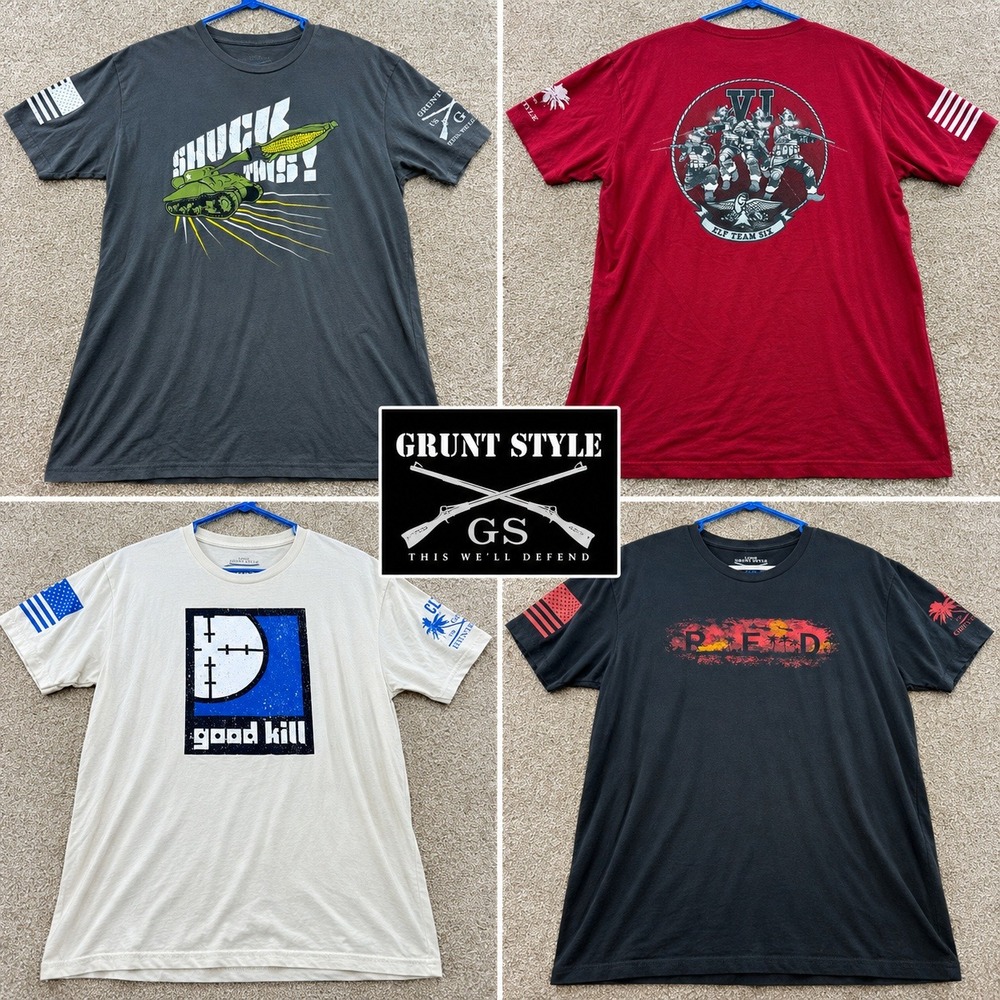 Lot Grunt Style Mens Large T-Shirts Tank Patriotic Military Tactical Veteran L